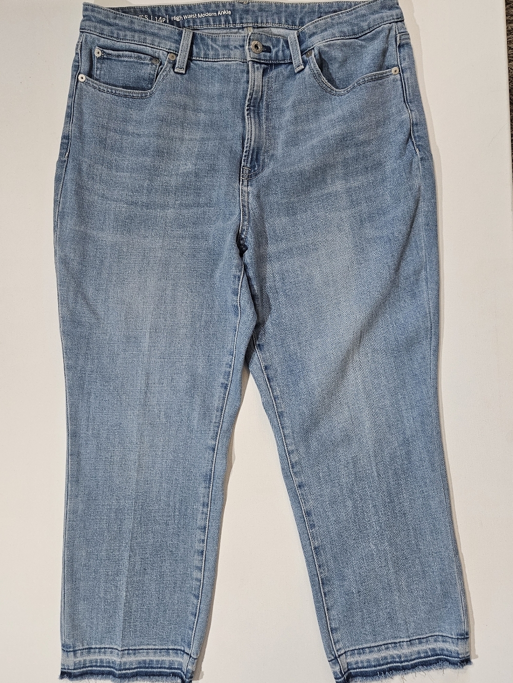 Talbots Flawless Jeans Womens Size 14P High Waist Modern Ankle Light Wash Denim